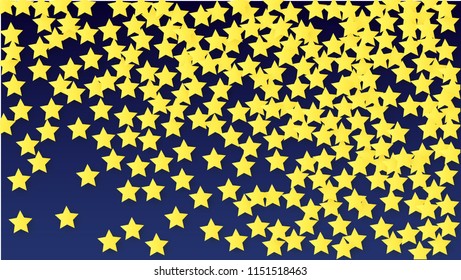 Abstract Background with Many Random Falling Yellow Stars Confetti. Invitation Background. 
 Abstract Decoration for Party, Birthday Celebrate, Anniversary or Event, Festive. Vector illustration 