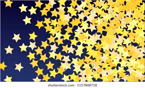 Abstract Background with Many Random Falling Yellow Stars Confetti. Invitation Background. 
 Abstract Decoration for Party, Birthday Celebrate, Anniversary or Event, Festive. Vector illustration 