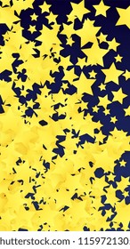 Abstract Background with Many Random Falling Golden Stars Confetti. Invitation Background. Banner, Greeting Card, Christmas and New Year card, Postcard, Packaging, Textile Print. Beautiful Night Sky

