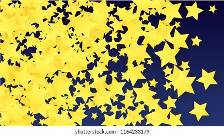 Abstract Background with Many Random Falling Yellow Stars Confetti. Invitation Background. 
 Abstract Decoration for Party, Birthday Celebrate, Anniversary or Event, Festive. Vector illustration 