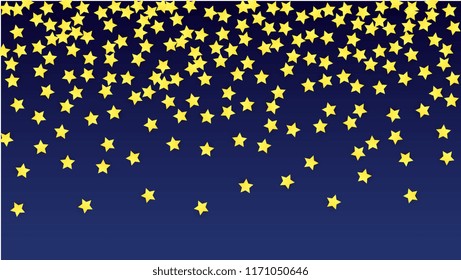Abstract Background with Many Random Falling Yellow Stars Confetti. Invitation Background. 
 Abstract Decoration for Party, Birthday Celebrate, Anniversary or Event, Festive. Vector illustration 