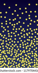 Abstract Background with Many Random Falling Golden Stars Confetti. Invitation Background. Banner, Greeting Card, Christmas and New Year card, Postcard, Packaging, Textile Print. Beautiful Night Sky
