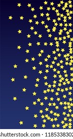 Abstract Background with Many Random Falling Golden Stars Confetti. Invitation Background. Banner, Greeting Card, Christmas and New Year card, Postcard, Packaging, Textile Print. Beautiful Night Sky

