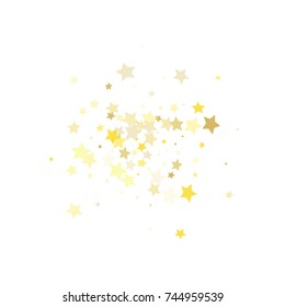 Abstract Background with Many Random Falling Golden Stars Confetti on Background.  Invitation Background. Banner, Greeting Card, Christmas and New Year card, Postcard, Packaging, Textile Print
