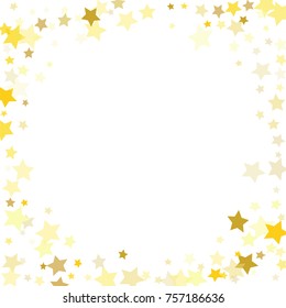 Abstract Background with Many Random Falling Golden Stars Confetti on Background.  Invitation Background. Banner, Greeting Card, Christmas and New Year card, Postcard, Packaging, Textile Print