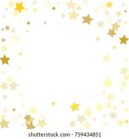 Abstract Background with Many Random Falling Golden Stars Confetti on Background.  Invitation Background. Banner, Greeting Card, Christmas and New Year card, Postcard, Packaging, Textile Print