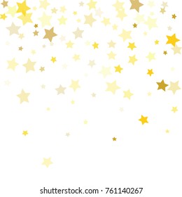Abstract Background with Many Random Falling Golden Stars Confetti on Background.  Invitation Background. Banner, Greeting Card, Christmas and New Year card, Postcard, Packaging, Textile Print
