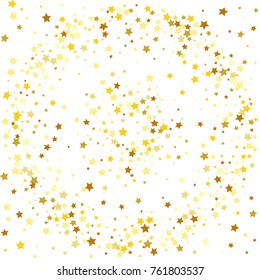 Abstract Background with Many Random Falling Golden Stars Confetti on Background.  Invitation Background. Banner, Greeting Card, Christmas and New Year card, Postcard, Packaging, Textile Print