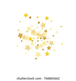 Abstract Background with Many Random Falling Golden Stars Confetti on Background.  Invitation Background. Banner, Greeting Card, Christmas and New Year card, Postcard, Packaging, Textile Print