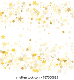 Abstract Background with Many Random Falling Golden Stars Confetti on Background.  Invitation Background. Banner, Greeting Card, Christmas and New Year card, Postcard, Packaging, Textile Print