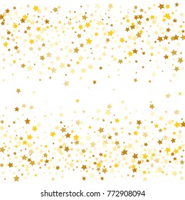 Abstract Background with Many Random Falling Golden Stars Confetti on Background.  Invitation Background. Banner, Greeting Card, Christmas and New Year card, Postcard, Packaging, Textile Print