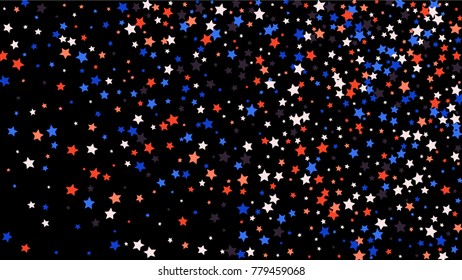 Abstract Background with Many Random Falling Stars Confetti on Background. Invitation Background. Banner, Greeting Card, Christmas and New Year card, Postcard, Packaging, Textile Print