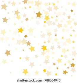 Abstract Background with Many Random Falling Golden Stars Confetti on Background.  Invitation Background. Banner, Greeting Card, Christmas and New Year card, Postcard, Packaging, Textile Print