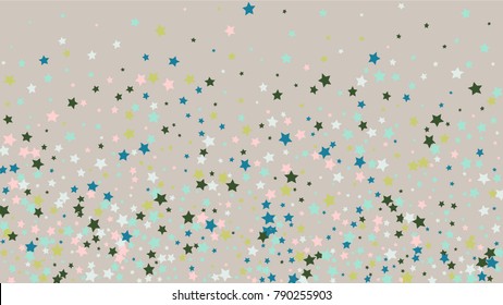 Abstract Background with Many Random Falling Stars Confetti on Background. Invitation Background. Banner, Greeting Card, Christmas and New Year card, Postcard, Packaging, Textile Print