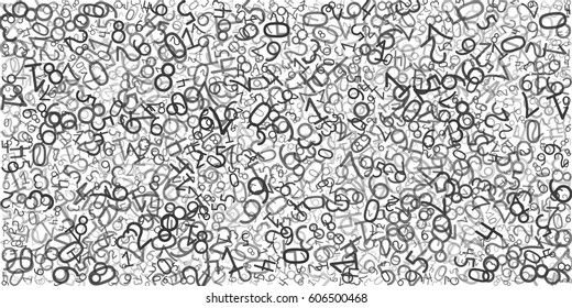 Abstract background from many random numbers. Mathematics backdrop for your presentation or design. Texture from numbers. Vector illustration