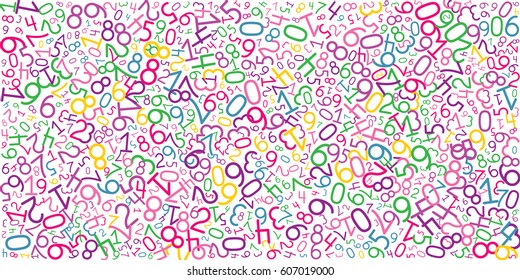 Abstract background from many random numbers. Mathematics backdrop for your presentation or design. Texture from numbers. Vector illustration