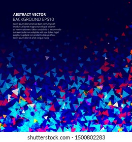 Abstract background from many triangles. Dance of geometric shapes. Space for text.