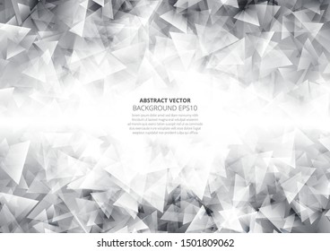 Abstract background from many triangles. Dance of geometric shapes. Space for text.