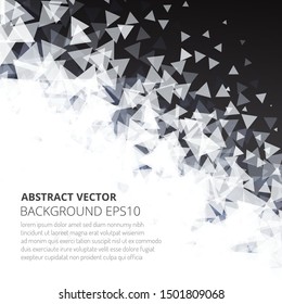 Abstract background from many triangles. Dance of geometric shapes. Space for text.