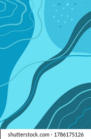 Abstract background marine theme. Template texture sea waves, ocean water, rivers, lakes. Water with a pattern of wavy lines. Frames for text. Great for covers, textile prints, wallpapers. Vector.