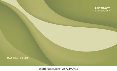 Abstract background in matcha green color with smooth flowing curves. Modern and minimalist design, perfect for banners, presentations, advertisements, and creative projects.