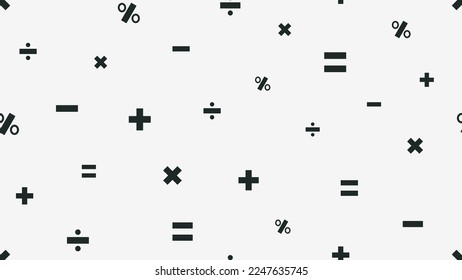 Abstract background of math symbol design in minimalistic style. Vector seamless pattern. ready to use for cloth, textile, wrap and other.