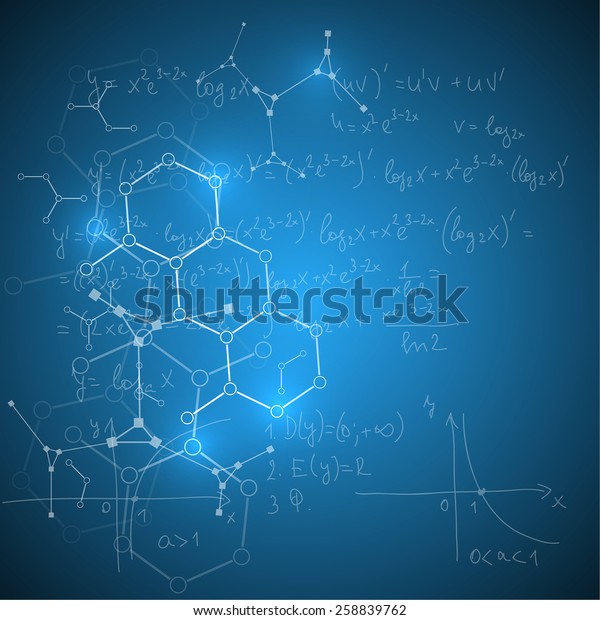 抽象背景與數學公式，計算，圖表，校樣庫存向量圖(免版稅) 258839762