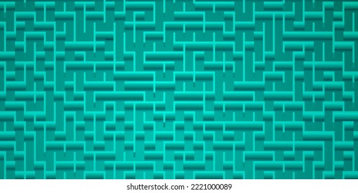 Abstract background with maze pattern in turquoise colors