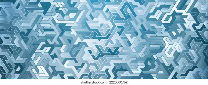 Abstract background with maze pattern in various shades of blue colors
