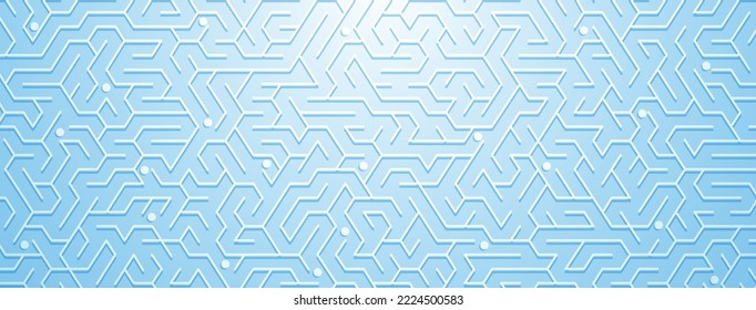 Abstract background with maze pattern in various shades of light blue colors