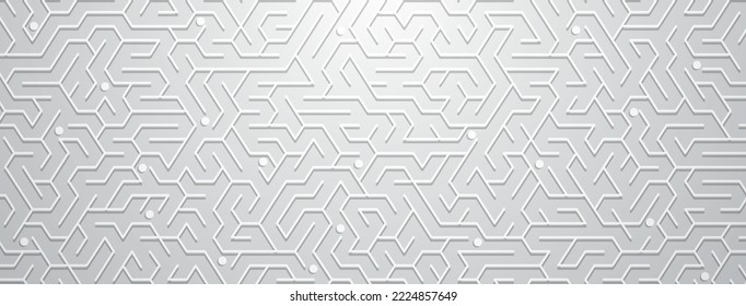 Abstract background with maze pattern in various shades of white and gray colors