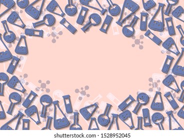 Abstract background, medical chemical flasks. Place for text. Biology, chemistry, science, education, medicine. Template for your design. Vector illustration