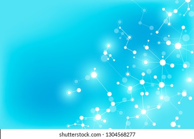 Abstract background for medical, scientific and technological modern design. Abstract geometric texture with molecular structures and neural network. Molecules DNA and genetic research