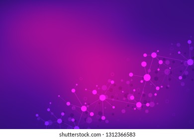 Abstract background for medical, scientific and technological design. Abstract geometric texture with molecular structures and neural network. Molecules DNA and genetic research
