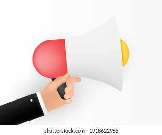 Abstract Background with Megaphone, human hand and copy space. Vector Illustration