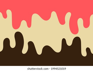 abstract background with melted chocolate and melted strawberries on a sweet cake