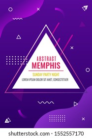Abstract background with Memphis style cards Design Collection of Colorful templates with geometric shapes, patterns with trendy Memphis fashion 80's-90's. Ideal for ad, invitation, presentation.