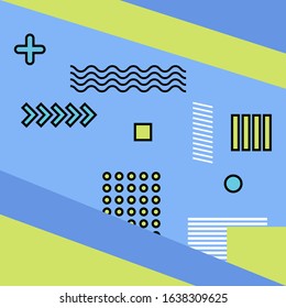 Abstract background in memphis style. Geometric textures
