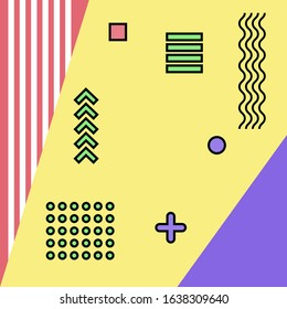 Abstract background in memphis style. Geometric textures