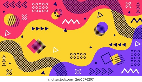 Fundo abstrato com estilo Memphis e forma geométrica