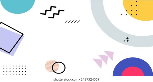 Abstract background with memphis theme design with bauhaus objects
