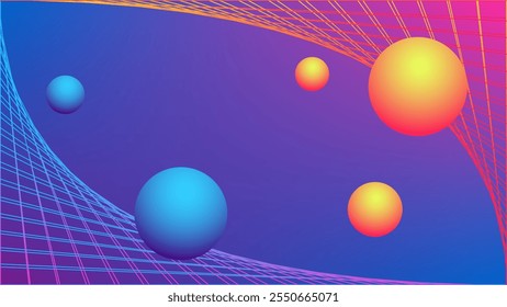 Abstract background with mesh with balls color 