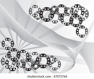 Abstract background with metal rings. Vector illustration
