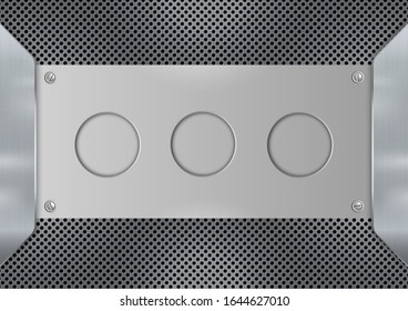 Abstract background metal steel plate with screw. Beehive steel plate texture. Design for banner wallpaper flyer website or brochure. Vector illustration.