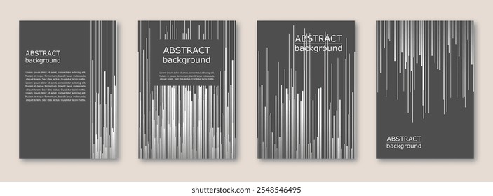 abstract background with metal stripes. set of modern geometric design template with glowing lines. elegant concept en monochrome grey tones. for cover, poster, banner, backdrop, greeting, invitation