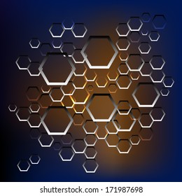 Abstract background with metalic hexagons
