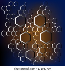 Abstract background with metalic hexagons