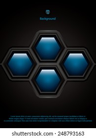 Abstract background, metallic blue brochure, vector