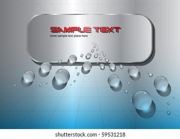 fondo abstracto azul metálico con gotas de agua, vector.