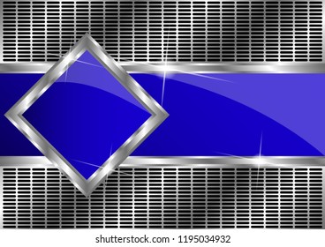abstract background with a metallic element. Rhombuses with metal frame on the grid. Vector Illustration